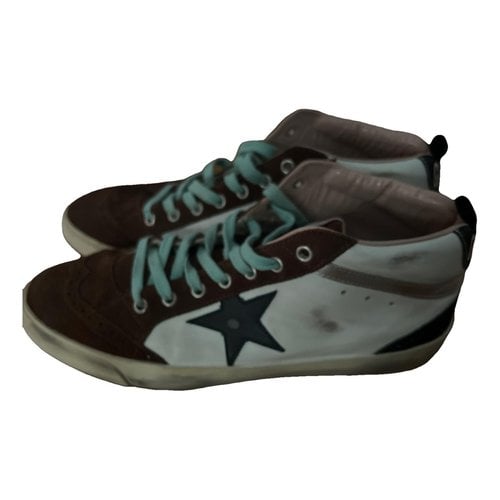 Pre-owned Golden Goose Mid Star Leather Trainers In Burgundy