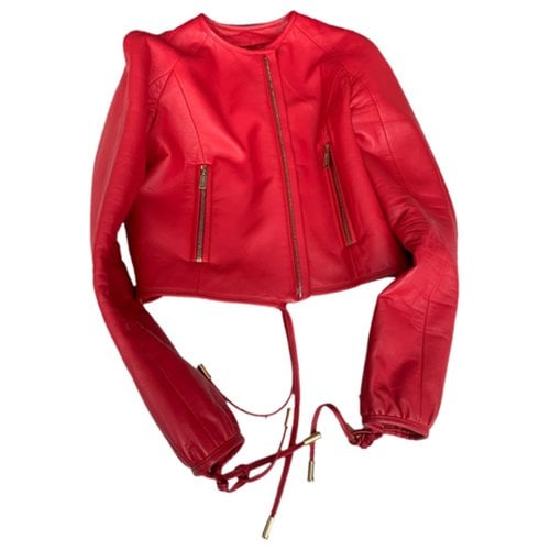 Pre-owned Dsquared2 Leather Biker Jacket In Red
