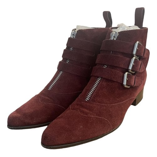 Pre-owned Tabitha Simmons Lace Up Boots In Burgundy