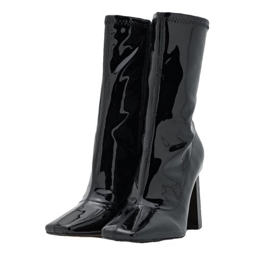 Pre-owned Aldo Patent Leather Boots In Black