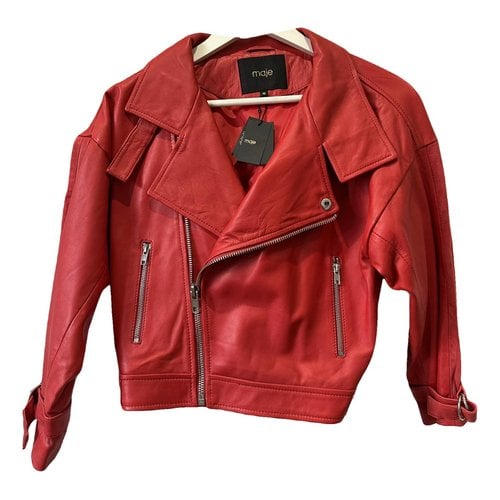 Pre-owned Maje Leather Blazer In Red