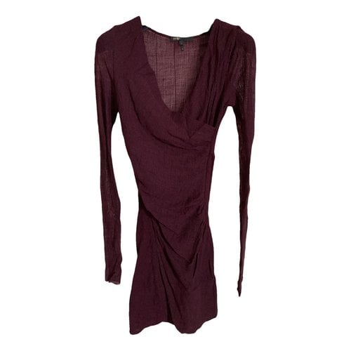 Pre-owned Maje Wool Mid-length Dress In Burgundy