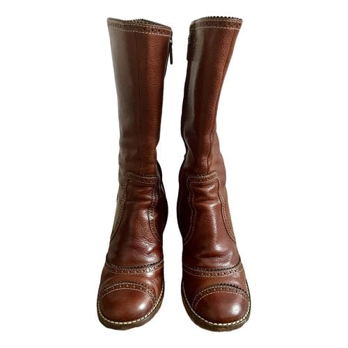 Pre-owned Dolce & Gabbana Leather Boots In Camel