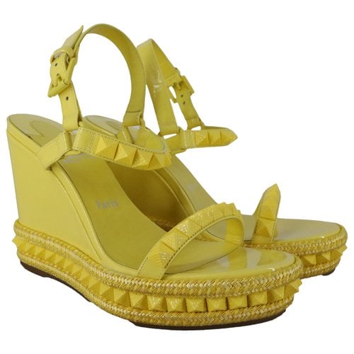 Pre-owned Christian Louboutin Patent Leather Espadrilles In Yellow
