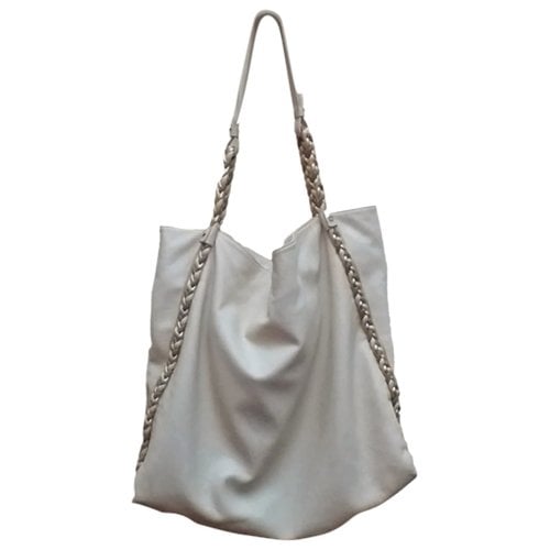 Pre-owned Borbonese Leather Handbag In White