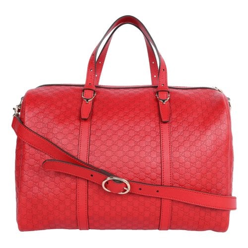 Pre-owned Gucci Boston Leather Satchel In Red