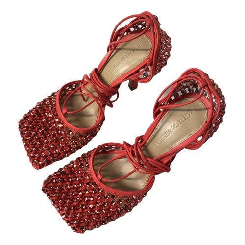 Pre-owned Bottega Veneta Glitter Heels In Red