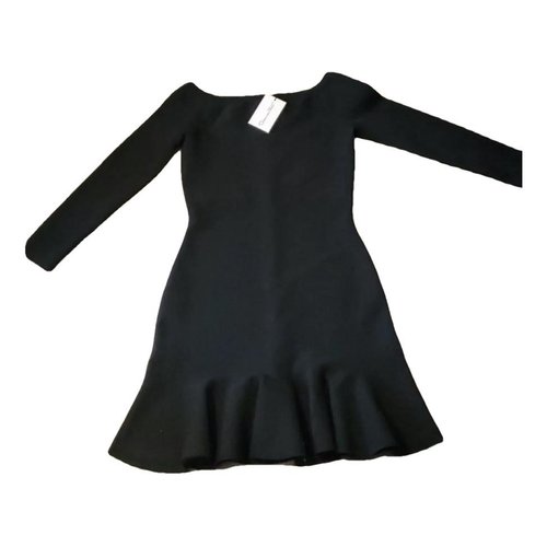 Pre-owned Oscar De La Renta Wool Mini Dress In Black