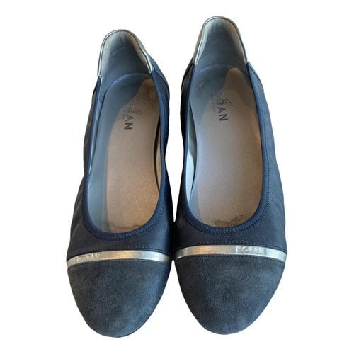 Pre-owned Hogan Leather Ballet Flats In Blue