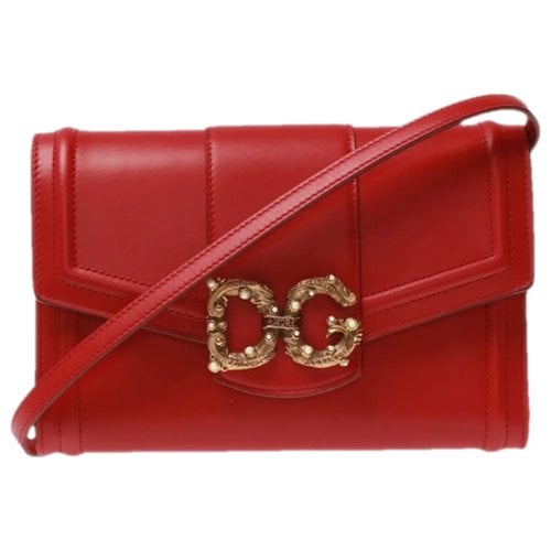 Pre-owned Dolce & Gabbana Dg Amore Leather Handbag In Red