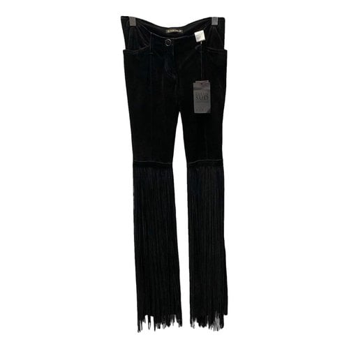 Pre-owned Plein Sud Leather Trousers In Black