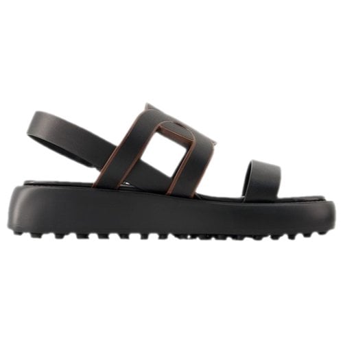 Pre-owned Tod's Leather Sandal In Black