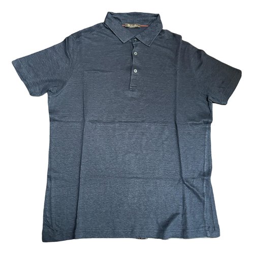 Pre-owned Loro Piana Linen Polo Shirt In Navy