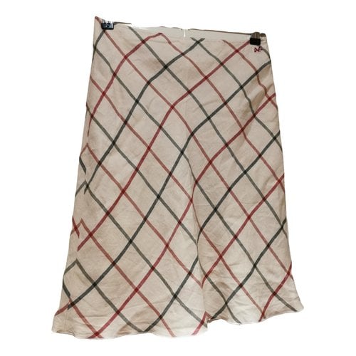 Pre-owned Burberry Linen Skirt In Ecru