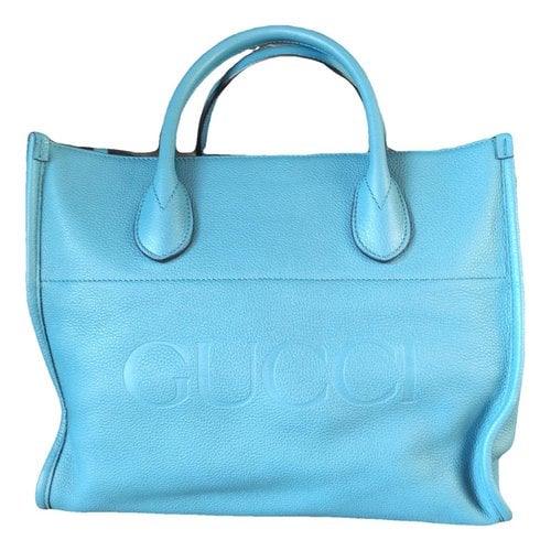 Pre-owned Gucci Leather Handbag In Blue