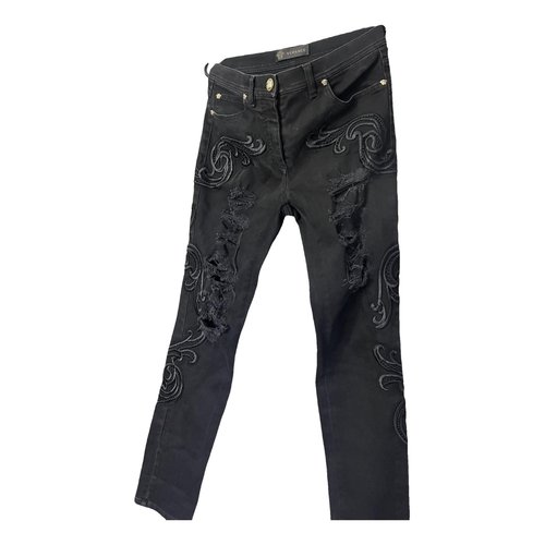 Pre-owned Versace Slim Jeans In Black