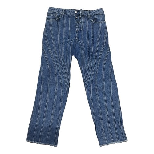Pre-owned Mugler Straight Jeans In Blue