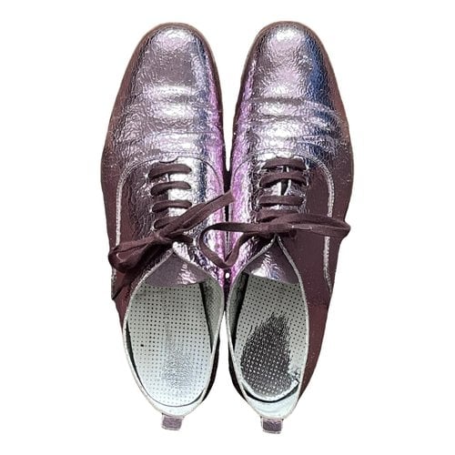 Pre-owned Heschung Patent Leather Lace Ups In Metallic