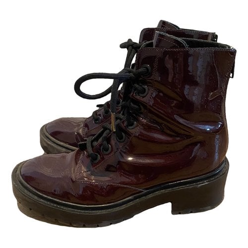 Pre-owned Kenzo Patent Leather Lace Up Boots In Burgundy