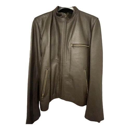 Pre-owned Agnès B. Leather Jacket In Brown