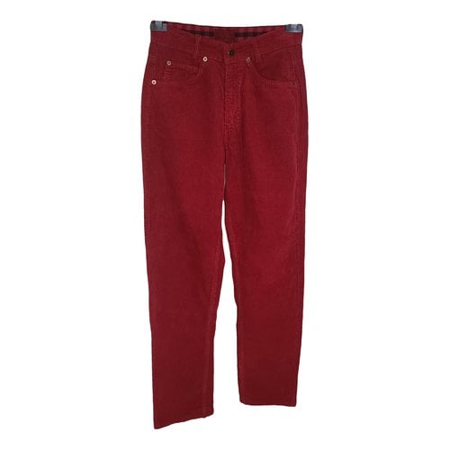 Pre-owned Valentino Velvet Straight Pants In Red