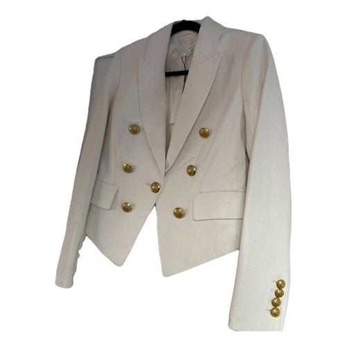 Pre-owned Veronica Beard Leather Blazer In White