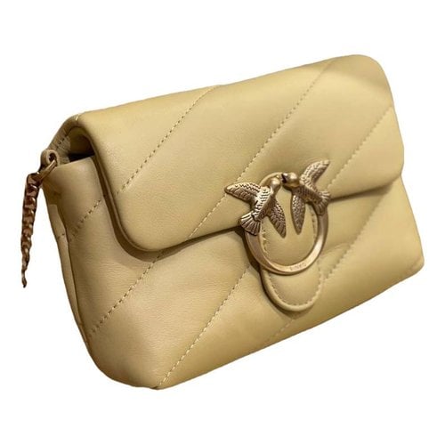 Pre-owned Pinko Leather Crossbody Bag In Yellow