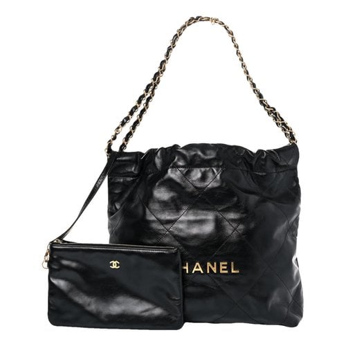 Pre-owned Chanel 22 Leather Crossbody Bag In Black