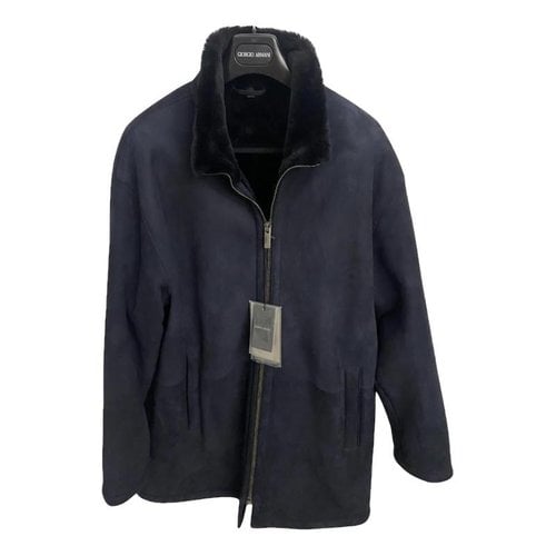 Pre-owned Giorgio Armani Shearling Jacket In Navy