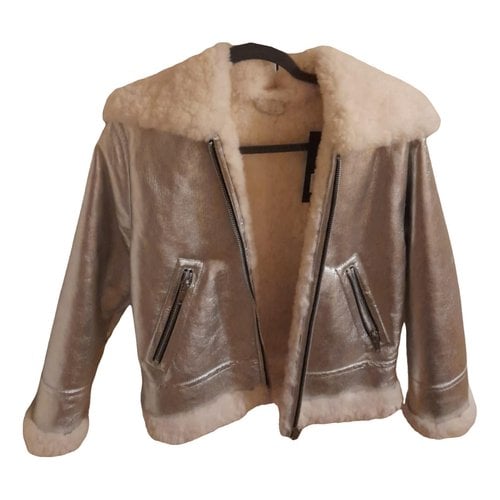 Pre-owned The Kooples Leather Jacket In Silver