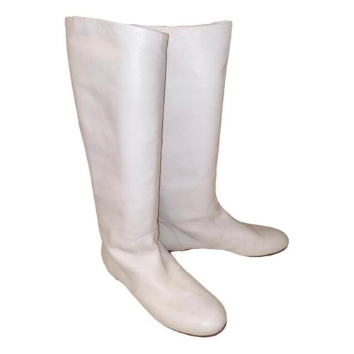 Pre-owned Jimmy Choo Leather Western Boots In White