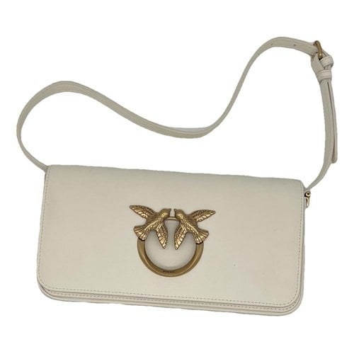 Pre-owned Pinko Love Bag Leather Clutch Bag In White