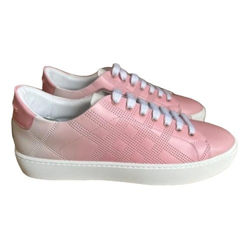 Pre-owned Burberry Leather Trainers In Pink