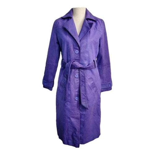 Pre-owned Deadwood Leather Trench Coat In Purple