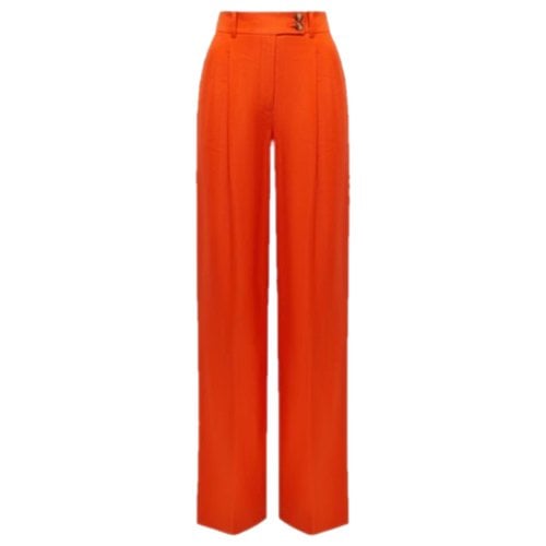 Pre-owned Reiss Linen Straight Pants In Orange