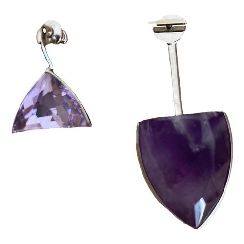 Pre-owned Dior Crystal Earrings In Purple
