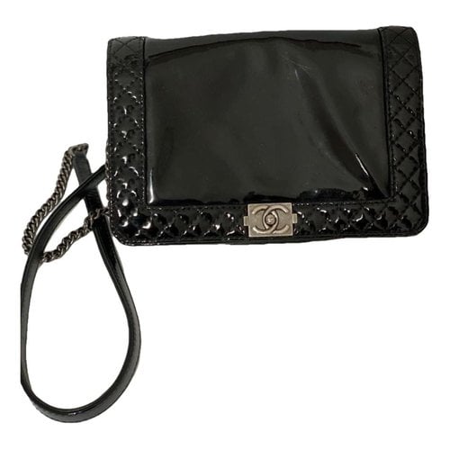 Pre-owned Chanel Boy Patent Leather Crossbody Bag In Black