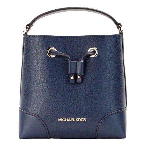 Pre-owned Michael Kors Mercer Leather Crossbody Bag In Blue