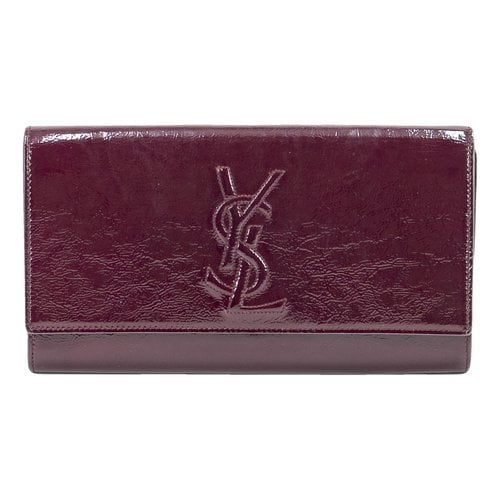 Pre-owned Saint Laurent Patent Leather Clutch Bag In Brown