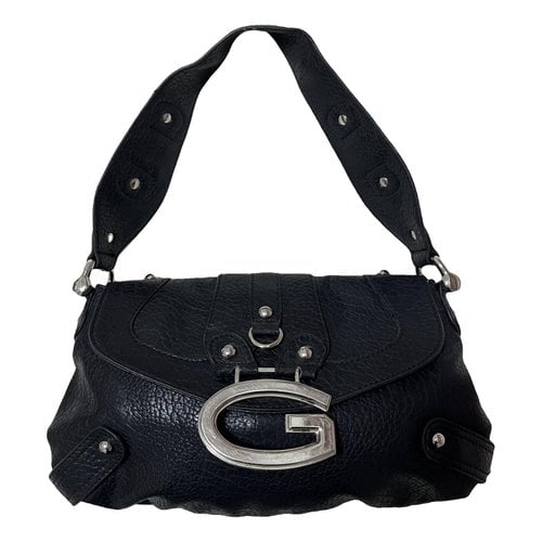 Pre-owned Guess Vegan Leather Handbag In Black