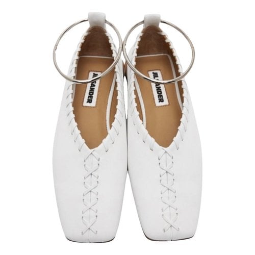 Pre-owned Jil Sander Leather Flats In White