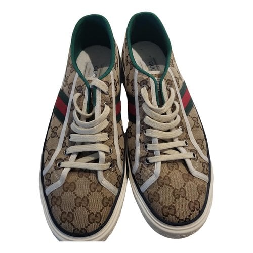 Pre-owned Gucci Tennis 1977 Cloth Low Trainers In Beige
