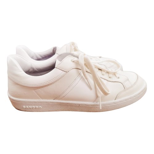 Pre-owned Sandro Leather Low Trainers In White