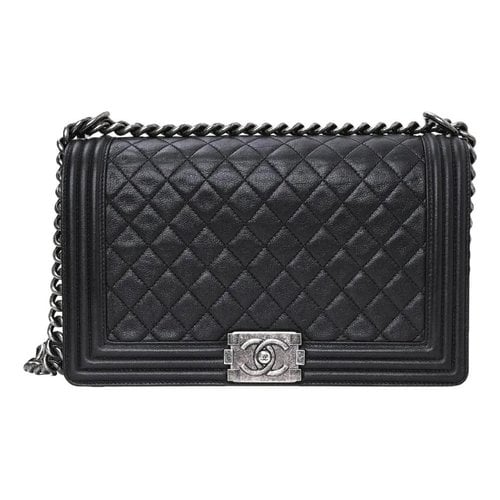 Pre-owned Chanel Boy Leather Crossbody Bag In Black