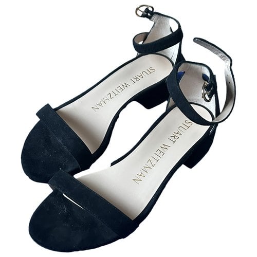 Pre-owned Stuart Weitzman Velvet Sandals In Black