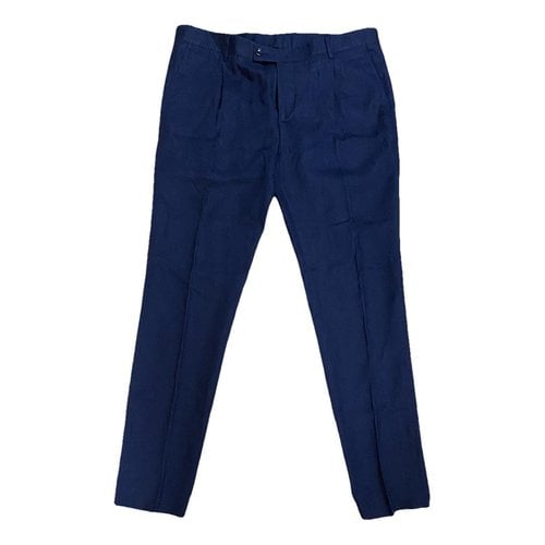 Pre-owned Daniele Alessandrini Linen Trousers In Blue