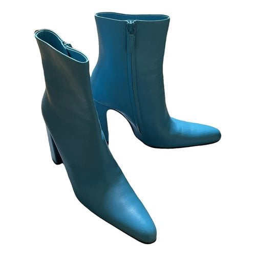 Pre-owned Balenciaga Leather Boots In Blue