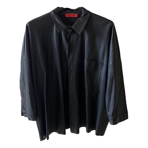 Pre-owned Max & Co Vegan Leather Shirt In Black