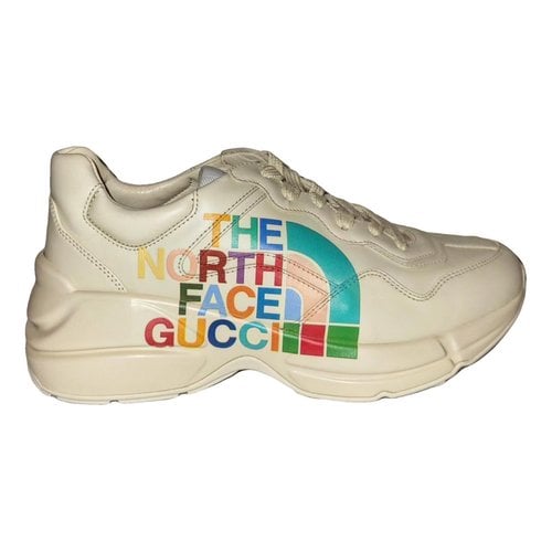 Pre-owned The North Face X Gucci Leather Trainers In White