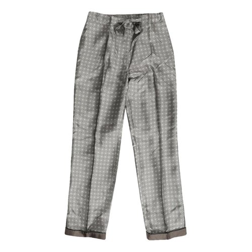 Pre-owned Officine Generale Silk Trousers In Grey